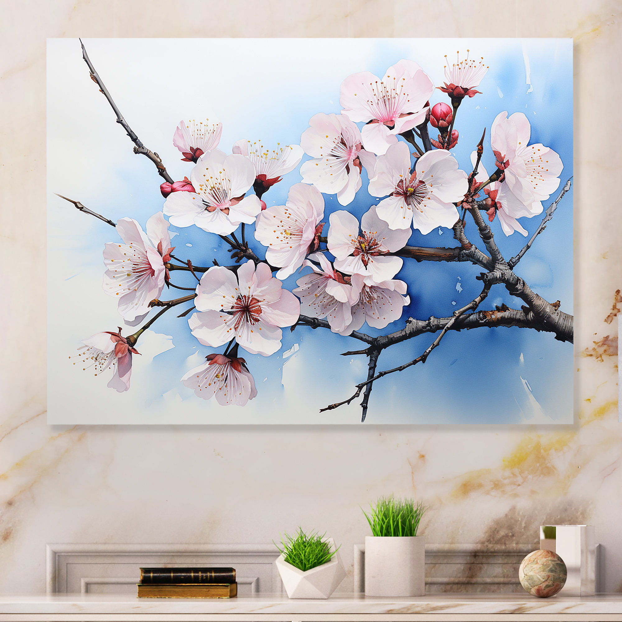 Winston Porter Japan Azure Cherry Blossoms - Japan Art Metal